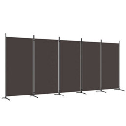 Berkfield 5-Panel Room Divider Brown 433X180 Cm Fabric - thumbnail 2