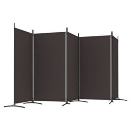 Berkfield 5-Panel Room Divider Brown 433X180 Cm Fabric - thumbnail 5