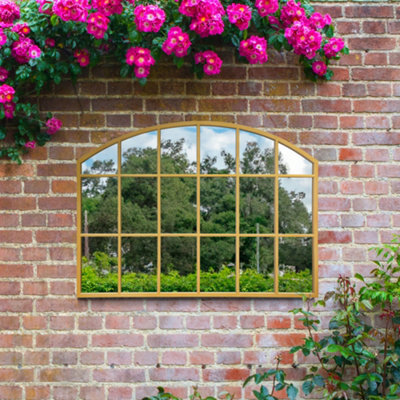 Mirroroutlet The Arcus Gold Arched Wall Garden Mirror 90Cm X 65Cm - image 1