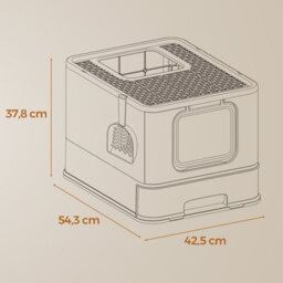 LEDREM Cat Litter Box With Lid, Covered Litter Box With Top Entry, Slide-Out Tray, Scoop, Brush, For Large Cat, Max. Load 33 Lb - thumbnail 6