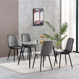 MCC Direct Dining Chairs Velvet Fabric Lexi Set Of 4 Grey By Mcc