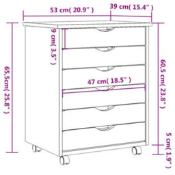 Vidaxl Rolling Cabinet With Drawers Moss Honey Brown Solid Wood Pine - thumbnail 9