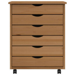 Vidaxl Rolling Cabinet With Drawers Moss Honey Brown Solid Wood Pine - thumbnail 4