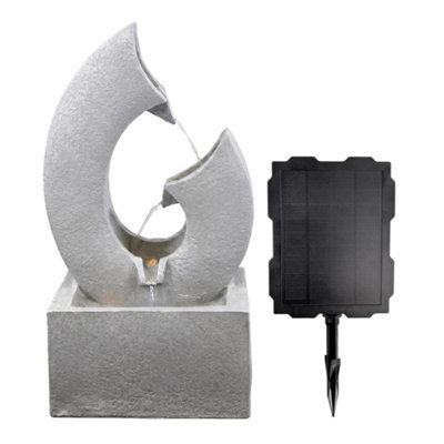 Solar Powered Water Feature With Led Lights Outdoor Decor Horn Garden Fountain - image 1