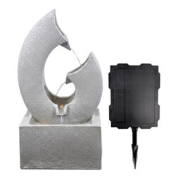 Solar Powered Water Feature With Led Lights Outdoor Decor Horn Garden Fountain - thumbnail 1