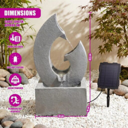 Solar Powered Water Feature With Led Lights Outdoor Decor Horn Garden Fountain - thumbnail 3