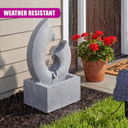 Solar Powered Water Feature With Led Lights Outdoor Decor Horn Garden Fountain - thumbnail 6