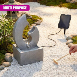 Solar Powered Water Feature With Led Lights Outdoor Decor Horn Garden Fountain - thumbnail 5