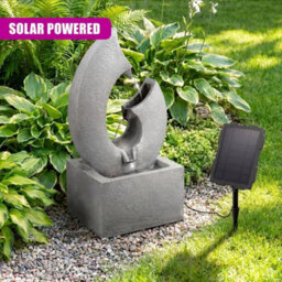 Solar Powered Water Feature With Led Lights Outdoor Decor Horn Garden Fountain - thumbnail 4