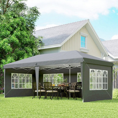 3 X 6M Heavy Duty Gazebo Marquee Party Tent With Storage Bag Grey - image 1