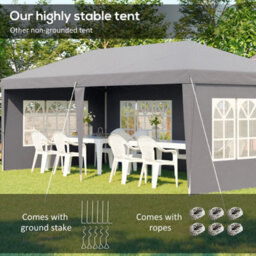 3 X 6M Heavy Duty Gazebo Marquee Party Tent With Storage Bag Grey - thumbnail 6