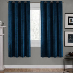 Ameha Velvet Curtains Ready Made Ring Top For Insulated Thick Thermal Eyelet Blackout Curtain Pair With Tie Backs 46''x54'' - thumbnail 2