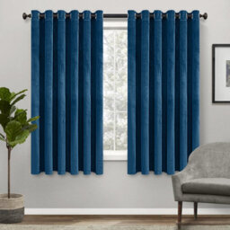 Ameha Velvet Curtains Ready Made Ring Top For Insulated Thick Thermal Eyelet Blackout Curtain Pair With Tie Backs 46''x54''
