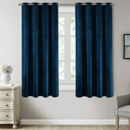 Ameha Velvet Curtains Ready Made Ring Top For Insulated Thick Thermal Eyelet Blackout Curtain Pair With Tie Backs 46''x54'' - thumbnail 3