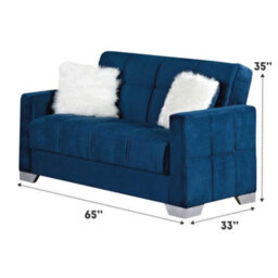 Mihomeuk Montreal Royal Blue Velvet 2 Seater Sofa Bed - thumbnail 3