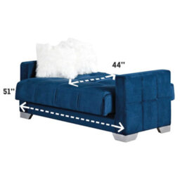 Mihomeuk Montreal Royal Blue Velvet 2 Seater Sofa Bed - thumbnail 5
