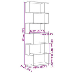 Vidaxl Room Divider Bookcase 6-Tier Sonoma Oak 70X24X193 Cm Engineered Wood - thumbnail 3