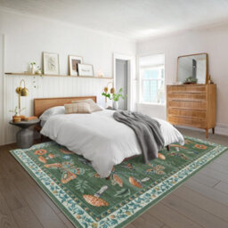London Boutique 140X200Cm Mushroom Butterfly Area Rug, Washable Non-Slip Low Pile Carpet For Nursery, Bedroom, Living Room, Green - thumbnail 4