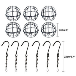 6Pcs Fat Ball Bird Feeder Hanging Metal Fat Ball Bird Holder Set With Hooks - thumbnail 2