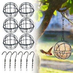 6Pcs Fat Ball Bird Feeder Hanging Metal Fat Ball Bird Holder Set With Hooks - thumbnail 4