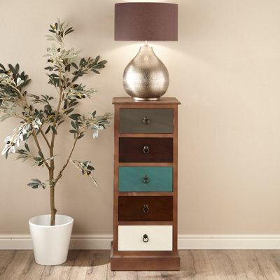 Pacific Lifestyle Blue Multicoloured Wood 5 Drawer Unit - image 1