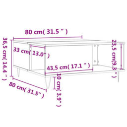 Berkfield Coffee Table Sonoma Oak 80X80X36.5 Cm Engineered Wood - thumbnail 9