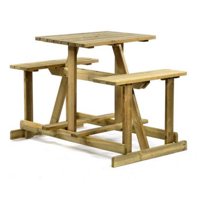 Leisurebench Guernsey 4 Seat Easy Access Walk-In Bar Height Picnic Table - Green Pine - image 1