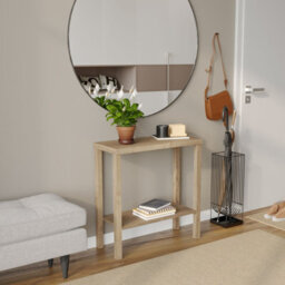 Urbn-Living Urbnliving 75Cm Height 2-Tier Wooden Narrow Console Side Oak Table Entryway Hallway Furniture Home Office Unit