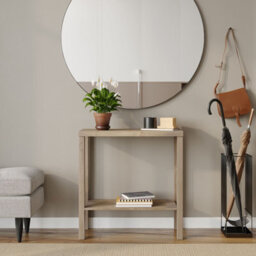 Urbn-Living Urbnliving 75Cm Height 2-Tier Wooden Narrow Console Side Oak Table Entryway Hallway Furniture Home Office Unit - thumbnail 2