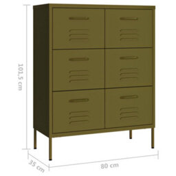 Walplus Drawer Cabinet Olive Green 80X35X101.5 Cm Steel - thumbnail 9