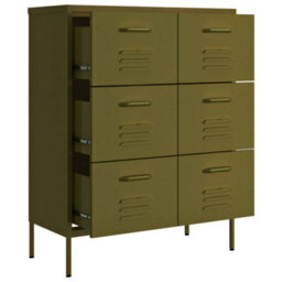 Walplus Drawer Cabinet Olive Green 80X35X101.5 Cm Steel - thumbnail 6