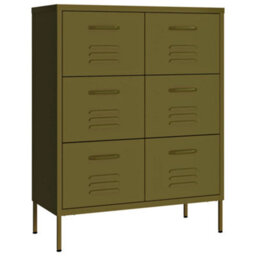 Walplus Drawer Cabinet Olive Green 80X35X101.5 Cm Steel - thumbnail 2