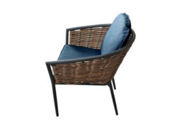 Sh&g Bolingbroke 4 Seat Garden Furniture Set - 4 Piece Square Table & Chairs - Aluminium & Brown Rattan With Grey Cushions - thumbnail 5