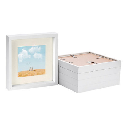 "Nicola Spring 10 X 10"" Photo Frames - Ivory Mount 3D Photo Frame Picture Frame Box Portrait Display Case & Spacer 6 X 6"" Mount X5" - image 1
