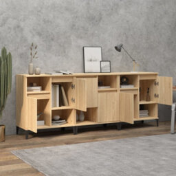 Berkfield Sideboards 3 Pcs Sonoma Oak 60X35X70 Cm Engineered Wood - thumbnail 3