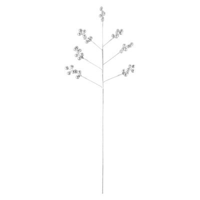 Glitter Berry Pick Christmas Decoration Ornament X 1 73Cm Silver - image 1