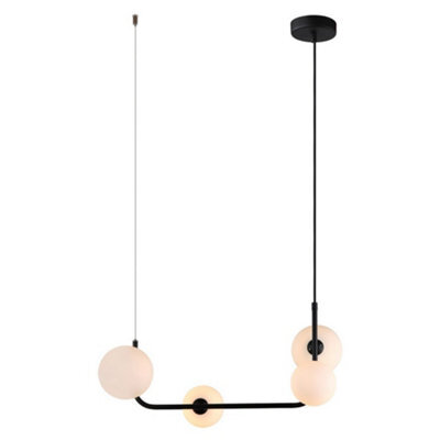 Luminosa Lighting Luminosa Modern Hanging Pendant Black 4 Light  With White Shade, G9 Dimmable