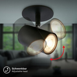 Briloner Gu10 Recessed Spotlight Black Max 9W Adjustable Ceiling Light Fixture 68mm - thumbnail 4
