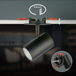 Briloner Gu10 Recessed Spotlight Black Max 9W Adjustable Ceiling Light Fixture 68mm - thumbnail 5