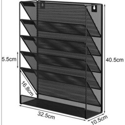 Black  Stronger Wall Mounted 6 Tiers Magazine Literature Holder Rack Hanging File Paper - thumbnail 2