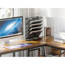 Black  Stronger Wall Mounted 6 Tiers Magazine Literature Holder Rack Hanging File Paper - thumbnail 5