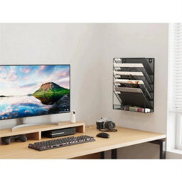 Black  Stronger Wall Mounted 6 Tiers Magazine Literature Holder Rack Hanging File Paper - thumbnail 4