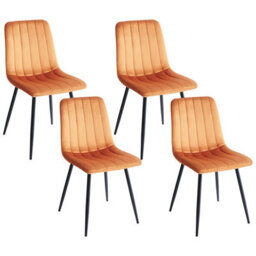 Beliani Set Of 4 Dining Chairs Kalispell Velvet Orange - thumbnail 1