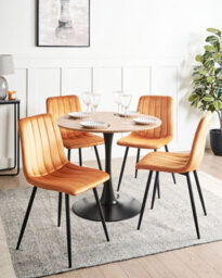 Beliani Set Of 4 Dining Chairs Kalispell Velvet Orange - thumbnail 2