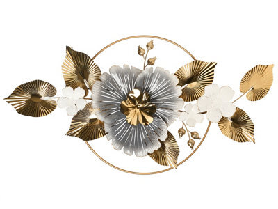 Wyld And Coco Aurora Gold Leaf Wall Ornament Handmade Iron Floral Modern Decor, Large 117 X 56 Cm - image 1