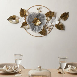 Wyld And Coco Aurora Gold Leaf Wall Ornament Handmade Iron Floral Modern Decor, Large 117 X 56 Cm - thumbnail 2