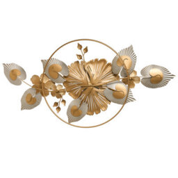 Wyld And Coco Aurora Gold Leaf Wall Ornament Handmade Iron Floral Modern Decor, Large 117 X 56 Cm - thumbnail 3