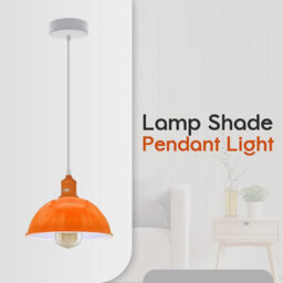 2Pack Orange Ceiling Light Shade, Vintage Metal 21Cm Dome Lamp Shades Easy Fit Ceiling Pendant Lightshade For Living Rooms - thumbnail 7