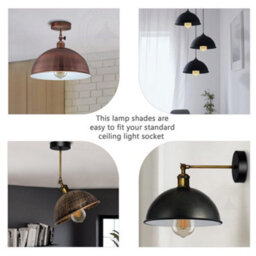 2Pack Orange Ceiling Light Shade, Vintage Metal 21Cm Dome Lamp Shades Easy Fit Ceiling Pendant Lightshade For Living Rooms - thumbnail 6