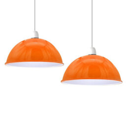 2Pack Orange Ceiling Light Shade, Vintage Metal 21Cm Dome Lamp Shades Easy Fit Ceiling Pendant Lightshade For Living Rooms